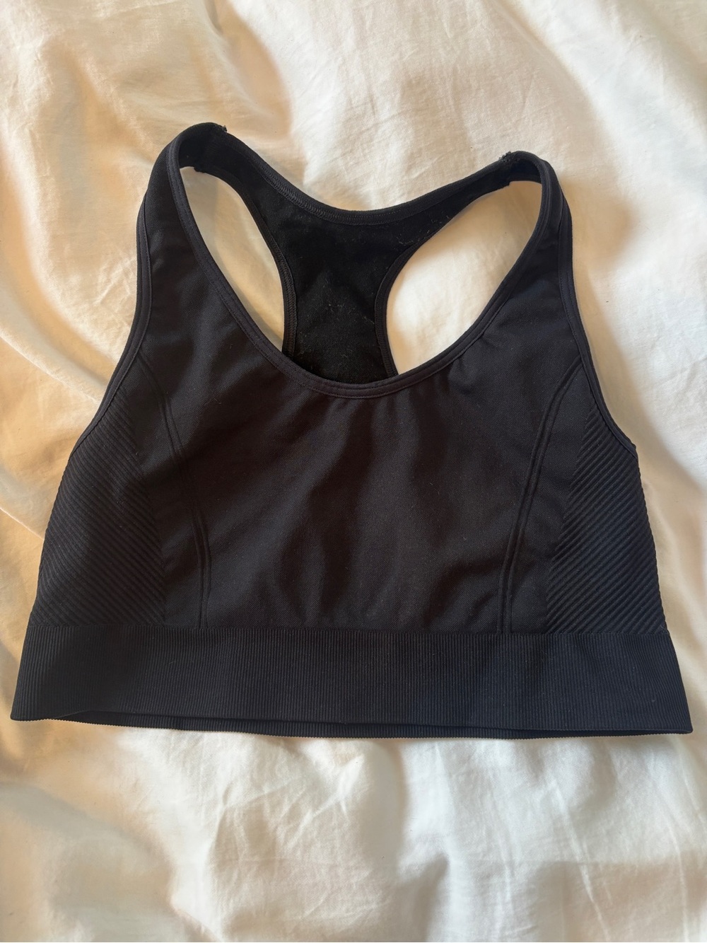 Racerback Seamless merino wool Sports Bra - Black